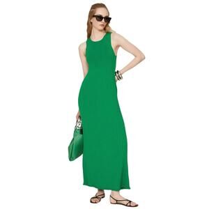 MARINA MOSCONE COLLECTIVE Green Sleeveless Scoop Neck Ribbed Knit Dress Size S